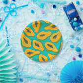 パパイヤスライスターコイズ ペーパープレート (パーティー)