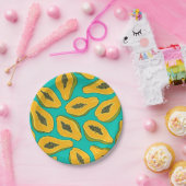 パパイヤスライスターコイズ ペーパープレート (パーティー)