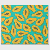 パパイヤスライスターコイズ ラッピングペーパー (フラット)