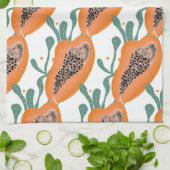 パパイヤハンドトロピカルフルーツパターン キッチンタオル (折り畳み)