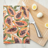 パパイヤフルーツウォーターカラーティータオル キッチンタオル (四つ折り)