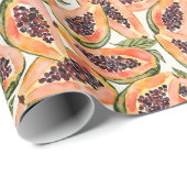 パパイヤフルーツウォーターカラー ラッピングペーパー (ロールコーナー)