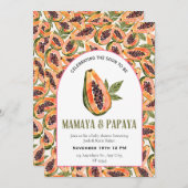パパイヤフルーツウォーター色ベビーシャワー 招待状 (正面/裏面)