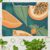 パパイヤフローラカラフルパタパーソナライズされたーン キッチンタオル (折り畳み)