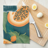 パパイヤフローラカラフルパタパーソナライズされたーン キッチンタオル (四つ折り)