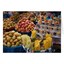 パパイヤメロン果物市場グリーティングカード