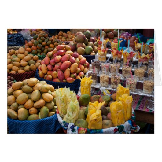 パパイヤメロン果物市場グリーティングカード (正面横)