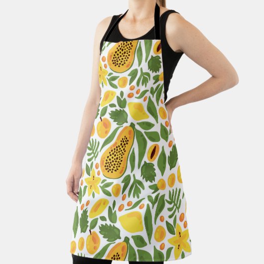パパイヤレモンピーチマンゴーフルーツエキゾチックな熱帯の縫い目 エプロン (インサイチュ)