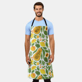パパイヤレモンピーチマンゴーフルーツエキゾチックな熱帯の縫い目 エプロン (着用した状態)