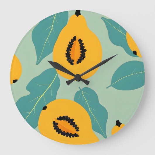 パパイヤ勉強 ラージ壁時計 (正面)