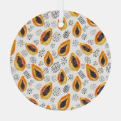 パパイヤ果実:抽象芸術水彩模様。 ガラスオーナメント (裏面)