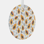 パパイヤ果実:抽象芸術水彩模様。 ガラスオーナメント (正面右)