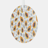 パパイヤ果実:抽象芸術水彩模様。 ガラスオーナメント (正面左)