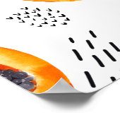 パパイヤ果実：抽象芸術水彩模様。 ポスター (角)