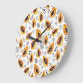 パパイヤ果実:抽象芸術水彩模様。 ラージ壁時計 (傾斜)