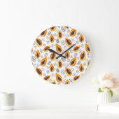 パパイヤ果実:抽象芸術水彩模様。 ラージ壁時計 (ホーム)