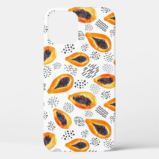 パパイヤ果実：抽象芸術水彩模様。 Case-Mate iPhoneケース (裏面)