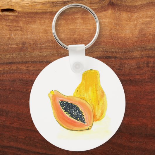 パパイヤ水色フルーツオレンジのエキゾチック食品 キーホルダー (正面)