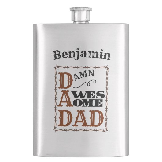 パパウェスタン素晴らしをテーマにした名前をカスタムする フラスク (正面)