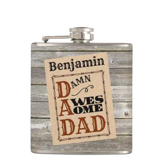 パパウェスタン素晴らしをテーマにした名前をカスタムする フラスク (正面)