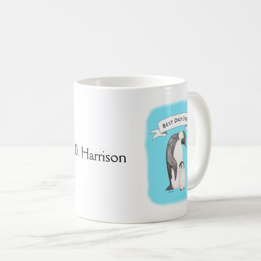 パパエバファーザーズデイペンギンギフト名前をカスタムする コーヒーマグカップ (正面右)