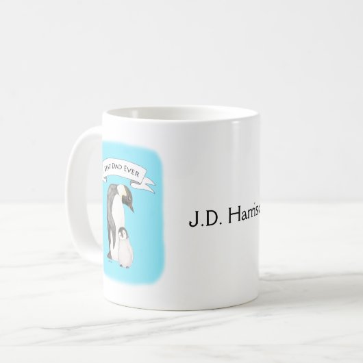 パパエバファーザーズデイペンギンギフト名前をカスタムする コーヒーマグカップ (正面左)