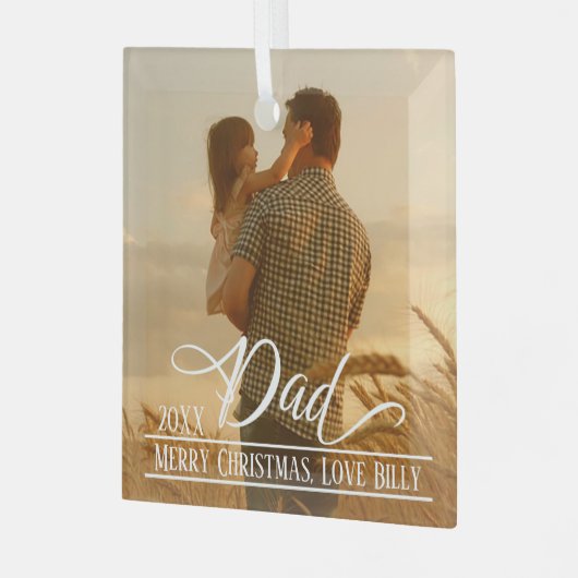 パパエレガントのクリスマスパーソナライズされた写真 ガラスオーナメント (正面左)