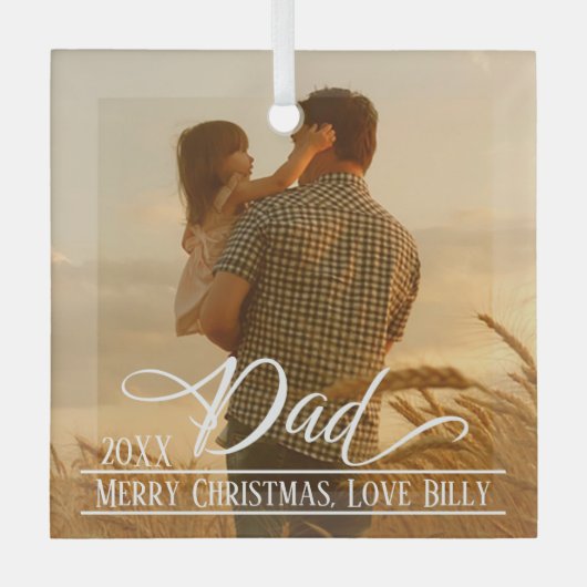 パパエレガントのクリスマスパーソナライズされた写真 ガラスオーナメント (正面)