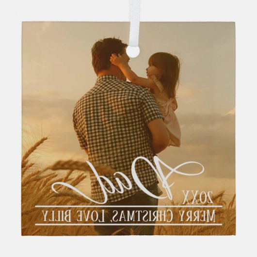 パパエレガントのクリスマスパーソナライズされた写真 ガラスオーナメント (裏面)