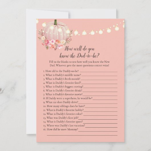 パパエレガントシャワーゲー最高のムを知るかぼちゃ 招待状 (正面)