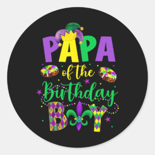 パパオブザ誕生日の男の子シャツマーディグラスダディパ ラウンドシール