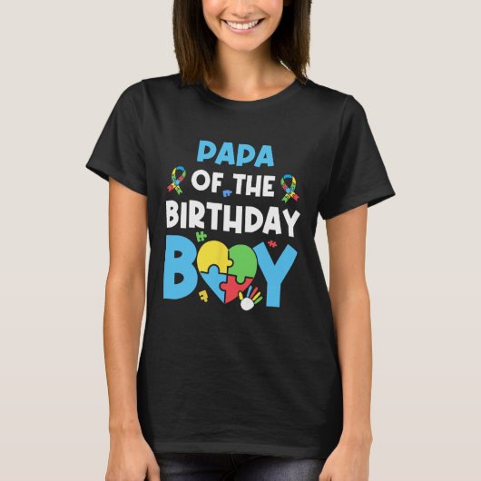 パパオブザ誕生日ボーイオティスアウェアネスパズルH Tシャツ (正面)