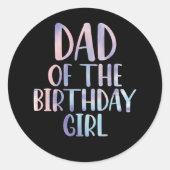 パパオブ誕生日ガール絞り染めカラフルBday ラウンドシール (正面)