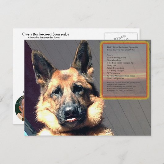 パパオーブンバーベキュースペアリブレシピはがき ポストカード (正面/裏面)