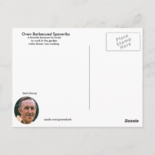 パパオーブンバーベキュースペアリブレシピはがき ポストカード (裏面)