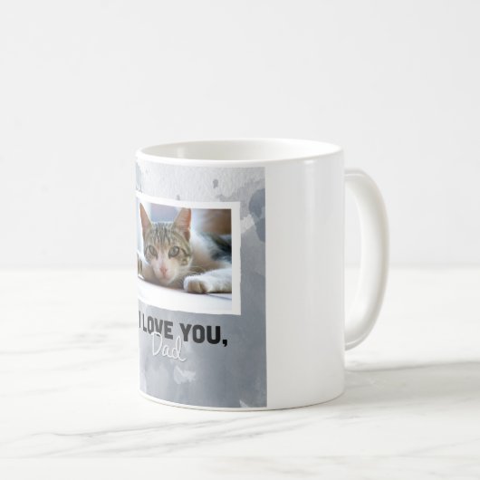 パパカスタムな灰色猫の写真のマグ愛して下さい コーヒーマグカップ (正面右)