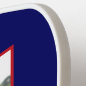 パパカスタムの写真と年、レトロな赤と青 ピックルボールラケット (左詳細)