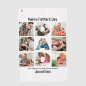 パパカスタムの父親への贈り物の日9 Photo Collage ゴルフタオル (正面)