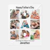 パパカスタムの父親への贈り物の日9 Photo Collage フリースブランケット (正面)