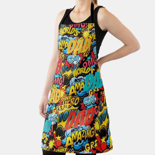 パパカスタムギフト – 漫画スーパーヒーローおもしろい名 エプロン (インサイチュ)