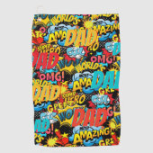 パパカスタムギフト – 漫画スーパーヒーローおもしろい名 ゴルフタオル (正面)