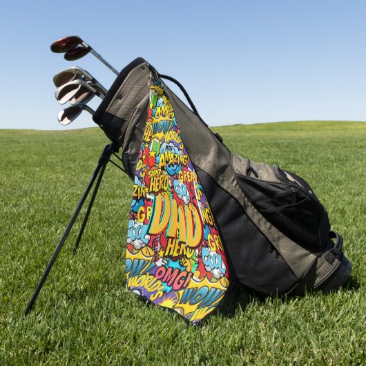 パパカスタムギフト – 漫画スーパーヒーローおもしろい名 ゴルフタオル (グリーン)