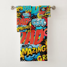 パパカスタムギフト – 漫画スーパーヒーローおもしろい名 バスタオルセット