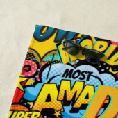 パパカスタムギフト – 漫画スーパーヒーローおもしろい名 ビーチタオル (インサイチュ)