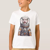 パパカスタム宇宙飛行士Tシャツ – 写真おもしろいカットアウト Tシャツ (正面)