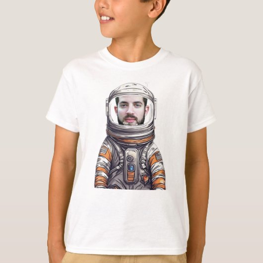 パパカスタム宇宙飛行士Tシャツ – 写真おもしろいカットアウト Tシャツ (正面)