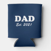 パパカスタム設立日ネイビーブルーモダンホワイト 缶クーラー (正面)