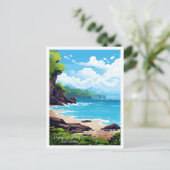 パパガヨペニンシュラコスタリカトラベルイラストレーション ポストカード (スタンド正面)