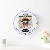 パパガレージノーオトオールドスカルレンチズブルー ラージ壁時計 (ホーム)