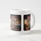 パパガレージレトロヴィンテージ車の標識 ジャンボコーヒーマグカップ (正面右)